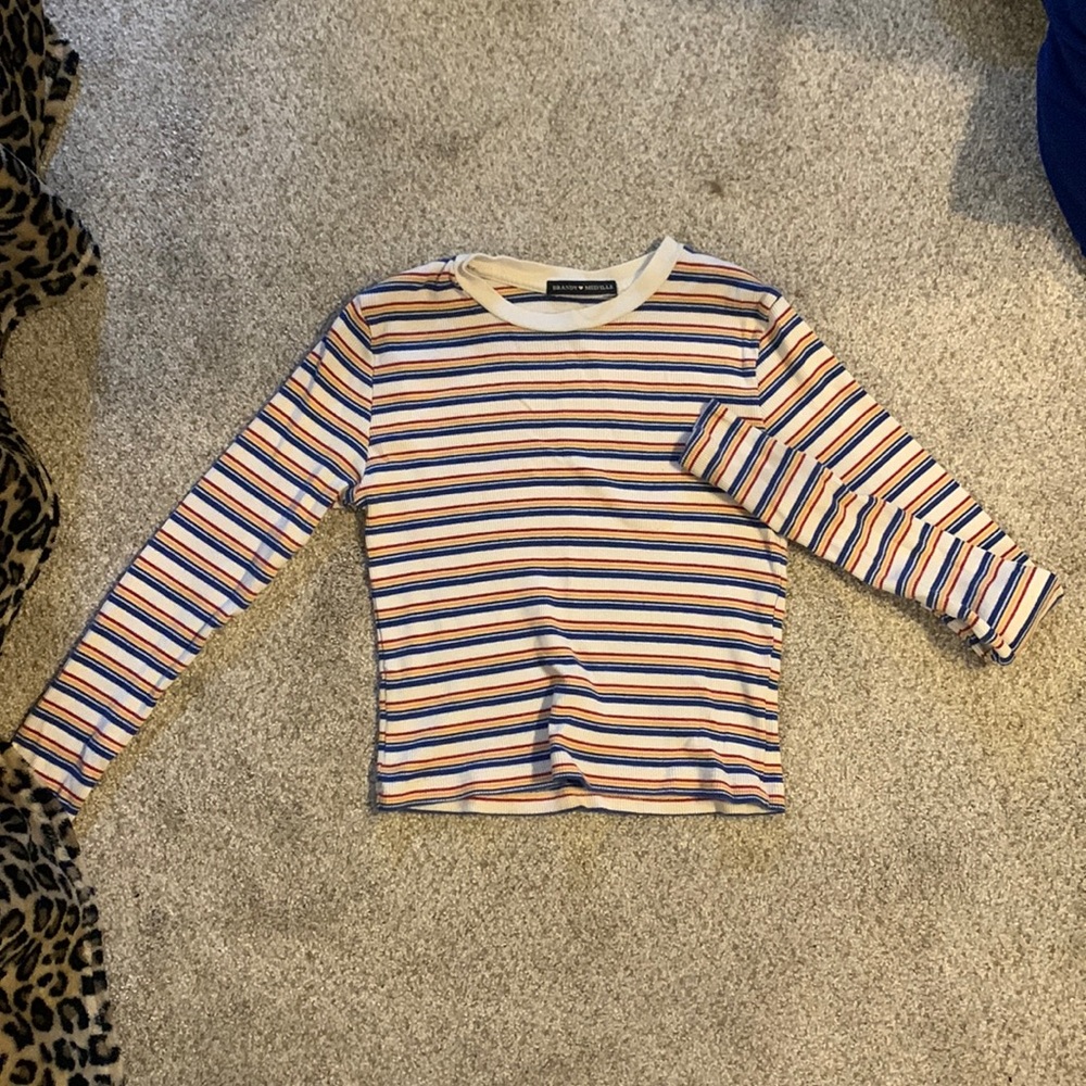 Cute Crop Top Striped Shirt